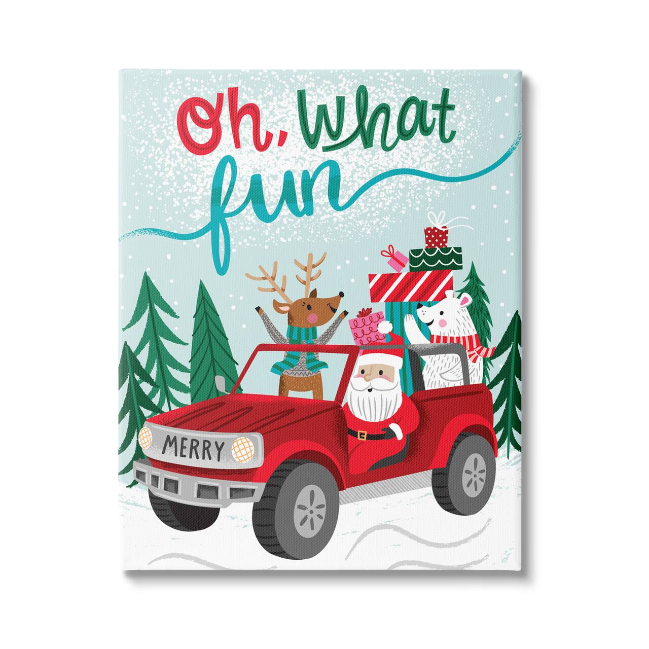 Stupell Industries Oh What Fun Santa Driving Gifts Canvas Wall Art